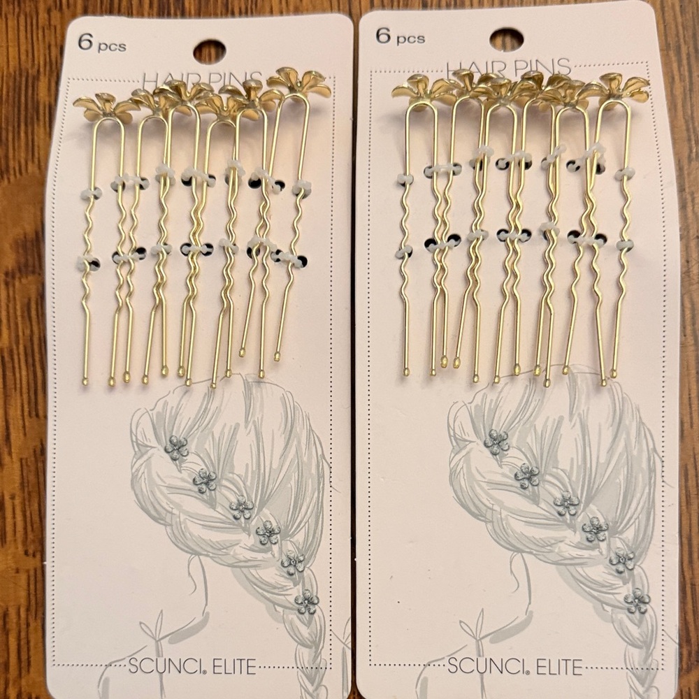 Gold Floral Bobby Pin Set - 12 Pack